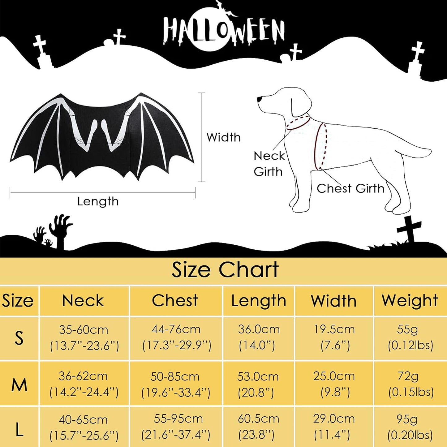 Dog Halloween Costumes, Cool Luminous Skeleton Bone Bat Wings Cosplay Cat Pets Costumes Dress up Apparel Accessories for Kitten Puppies